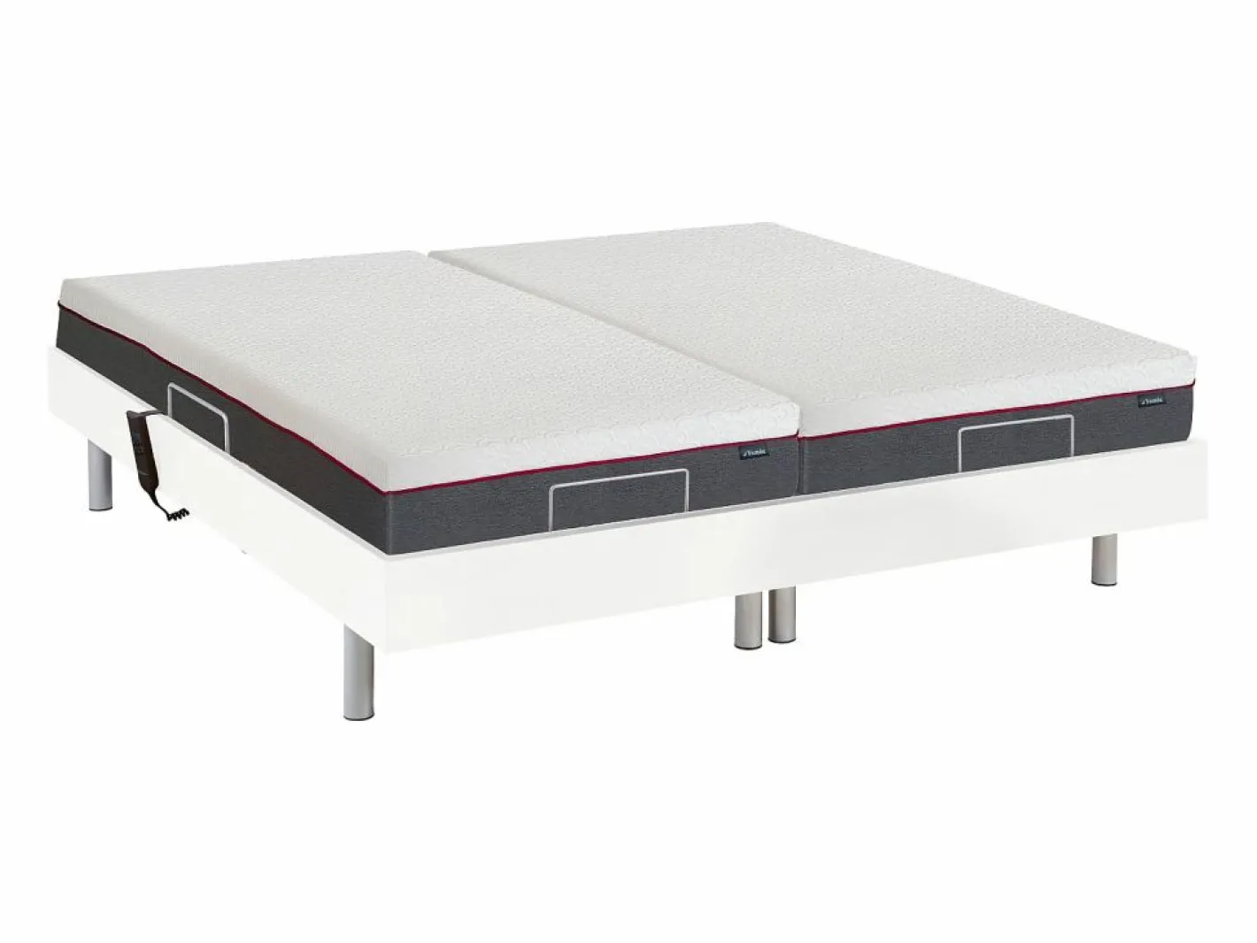 Ysmée Somier articulado eléctrico 2x48 terminales - 2 x 70 x 190 cm - gris - NALU de YSMÉE Blanco Clearance