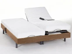 Somier articulado eléctrico 2x65 terminales - 2 x 80 x 200 cm - gris - NALU de YSMÉE^Ysmée Online