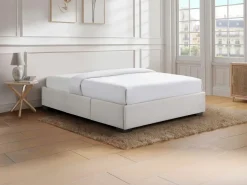 Ysmée Somier con cajones 160 x 200 cm tamaño queen tela - Con patas - KOLANE de YSMÉE Beige