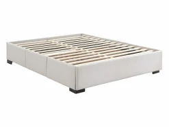 Ysmée Somier con cajones 160 x 200 cm tamaño queen tela - Con patas - KOLANE de YSMÉE Beige