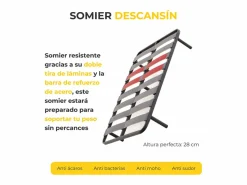 Somier con Patas Descansin | 135x180 cm | Materiales Resistentes | Silencioso | Gran Transpirabilidad Negro Discount