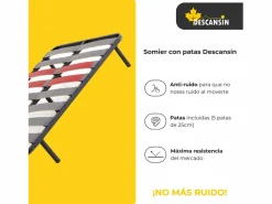 Somier con Patas Descansin | 90x180 cm | Materiales Resistentes | Silencioso | Gran Transpirabilidad Negro Sale