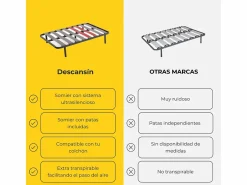Somier con Patas Descansin | 70x190 cm | Materiales Resistentes | Silencioso | Gran Transpirabilidad^ Hot