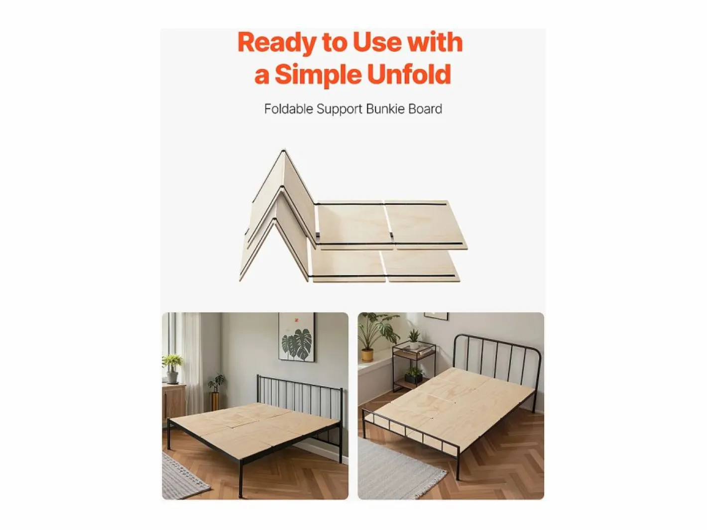 Base De Cama De Láminas|Somier de listones SucceBuy Plegable Tamaño Completo, Colchón Superior de Madera para el Soporte bajo los Colchones, Listo para Usar, 8 Piezas, de Madera Natural