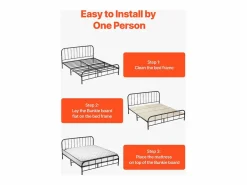 Base De Cama De Láminas|Somier de listones SucceBuy Plegable Tamaño Completo, Colchón Superior de Madera para el Soporte bajo los Colchones, Listo para Usar, 8 Piezas, de Madera Natural