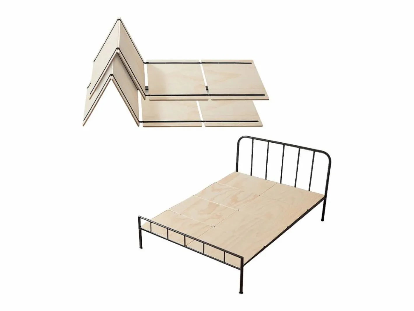 Base De Cama De Láminas|Somier de listones SucceBuy Plegable Tamaño Completo, Colchón Superior de Madera para el Soporte bajo los Colchones, Listo para Usar, 8 Piezas, de Madera Natural