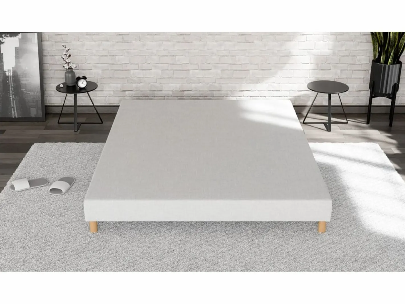 Douce Lune Somier tapizado 160x200 - Madera de pino reforzada - Haya maciza - Blanco - Estructura sólida de calidad - Cómodo ® Best