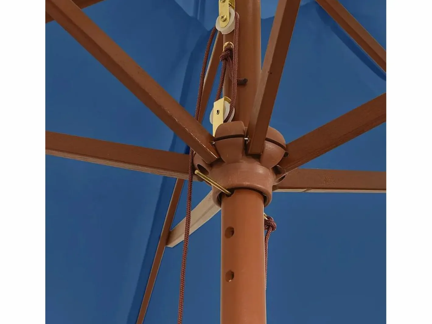 Garden Furniture Sombrilla|Sophie-Sandrine Sombrilla de jardín con poste de madera azul celeste 299x240 cm