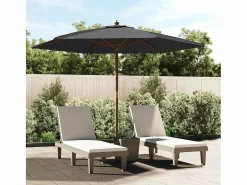 Garden Furniture Sophie-Sandrine Sombrilla de jardín con poste de madera negro 299x240 cm Outlet
