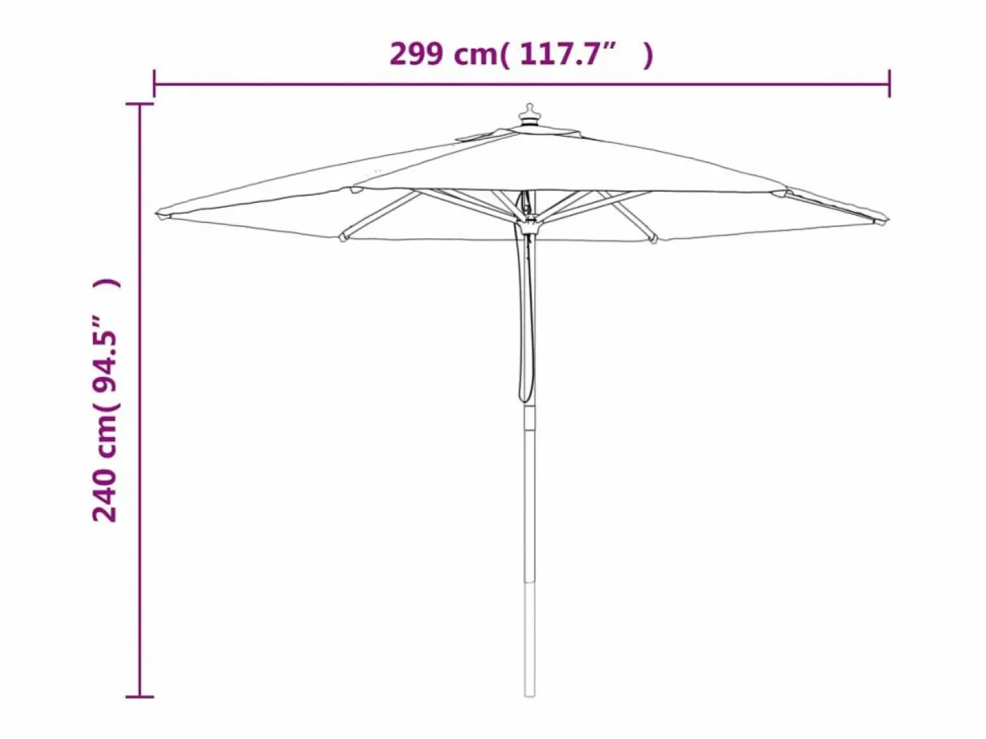 Garden Furniture Sophie-Sandrine Sombrilla de jardín con poste de madera terracota 299x240 cm Sale