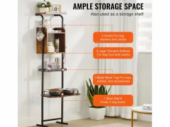 Comida Para Animales De Compañía|Soporte Ajustable para Comederos Elevados para Perros SucceBuy, con Espacio de Almacenamiento y Comederos Elevados