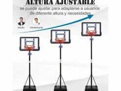 Homcom Cesta De Baloncesto|Soporte de baloncesto negro 90x165x352 cm