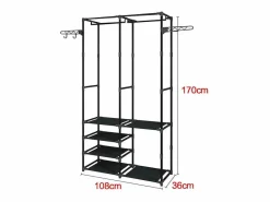 DripeX Soporte de comidas de metal 4 en 1, con 6 estantes, 2 varillas y ganchos, 108x36x170cm Negro