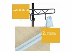 DripeX Soporte de comidas de metal 4 en 1, con 6 estantes, 2 varillas y ganchos, 108x36x170cm Negro