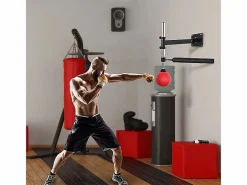 Aparato De Musculación|Soporte de pared ajustable para boxeo con barra giratoria de 360°, piel sintética, color (79 x 72 x 20 cm)