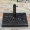Soporte de sombrilla de resina, 15 kg, con tornillos ajustables, para postes de Ø38/48 mm, negro (47x47x32 cm)^