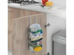 METALTEX Cubo De Basura Para Cocina|Soporte Distribuidor Bolsas GALILEO Plata 36x12x12 cm