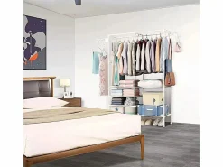 Soporte moderno de la barra doble con ganchos, ropa, ropa de vestuario, guardarropa 108x36x170cm -^DripeX New