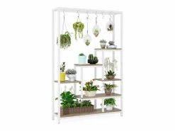 Tribesigns Decoración De Jardín|Soporte para plantas de interior de 5 niveles, estantería de metal de 180 cm con 10 ganchos de suspensión, soporte multifunción