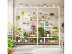 Tribesigns Decoración De Jardín|Soporte para plantas de interior de 5 niveles, estantería de metal de 180 cm con 10 ganchos de suspensión, soporte multifunción