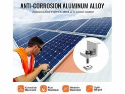 Soportes de Montaje de Paneles Solares SucceBuy, con Rails y Pinzas para Techos, para Techo de Madera, Techo de Metal, Techo de Hormigón Plateado New