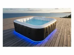 Spa Hinchable|Spa hinchable cuadrado de 4 plazas - Sunspa - Diadema LED incluida - Dimensiones : 155 x 155 cm