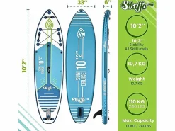 Stand Up Paddle Inflable Sun Cruise 10'2 - 310x84x15cm (10"2'x33 "x6") - Dropstitch Double Layer Fused Full Pack^SKIFFO Hot