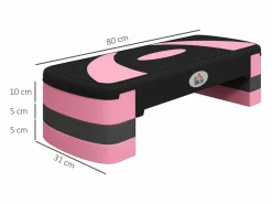 Cinta De Correr|Stepper aeróbico ajustable, de plástico, para fitness y entrenamiento en casa, color negro (80 x 31 x 20 cm)