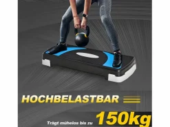 Cinta De Correr|Stepper aeróbico ajustable, 3 alturas, plástico, azul claro (80 x 31 x 10-20 cm)