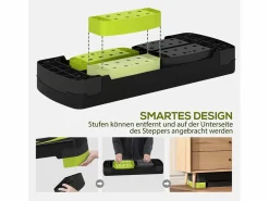 Stepper aeróbico con altura regulable (10/15/20 cm), plástico, verde (80x31x20 cm)^ Best