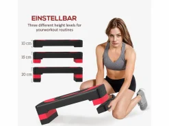 Stepper regulable para aeróbic, con 3 alturas, plástico, rojo (80x31x20 cm)^ Hot