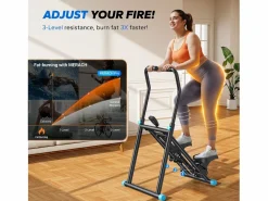 MERACH Aparato De Musculación|Stepper vertical , LCD, 3 niveles de resistencia ajustables, altura ajustable, plegable, estable, para uso doméstico, máx 150 kg,
