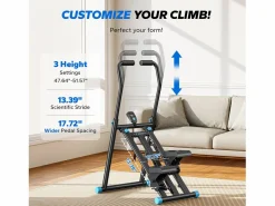 MERACH Aparato De Musculación|Stepper vertical , LCD, 3 niveles de resistencia ajustables, altura ajustable, plegable, estable, para uso doméstico, máx 150 kg,