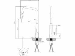 Essebagno Grifo De Cocina|Style Grifo mezclador de fregadero con ducha extraíble mate y cromo