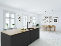 Essebagno Grifo De Cocina|Style Grifo mezclador de fregadero con ducha extraíble mate y cromo