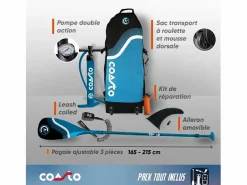 COASTO SUP hinchable Paddle Touring Nautilus 355x86x15cm (11'8x34 x6) Dropstitch Double Layer Fusion Full Pack - Collection 2021 Azul Outlet