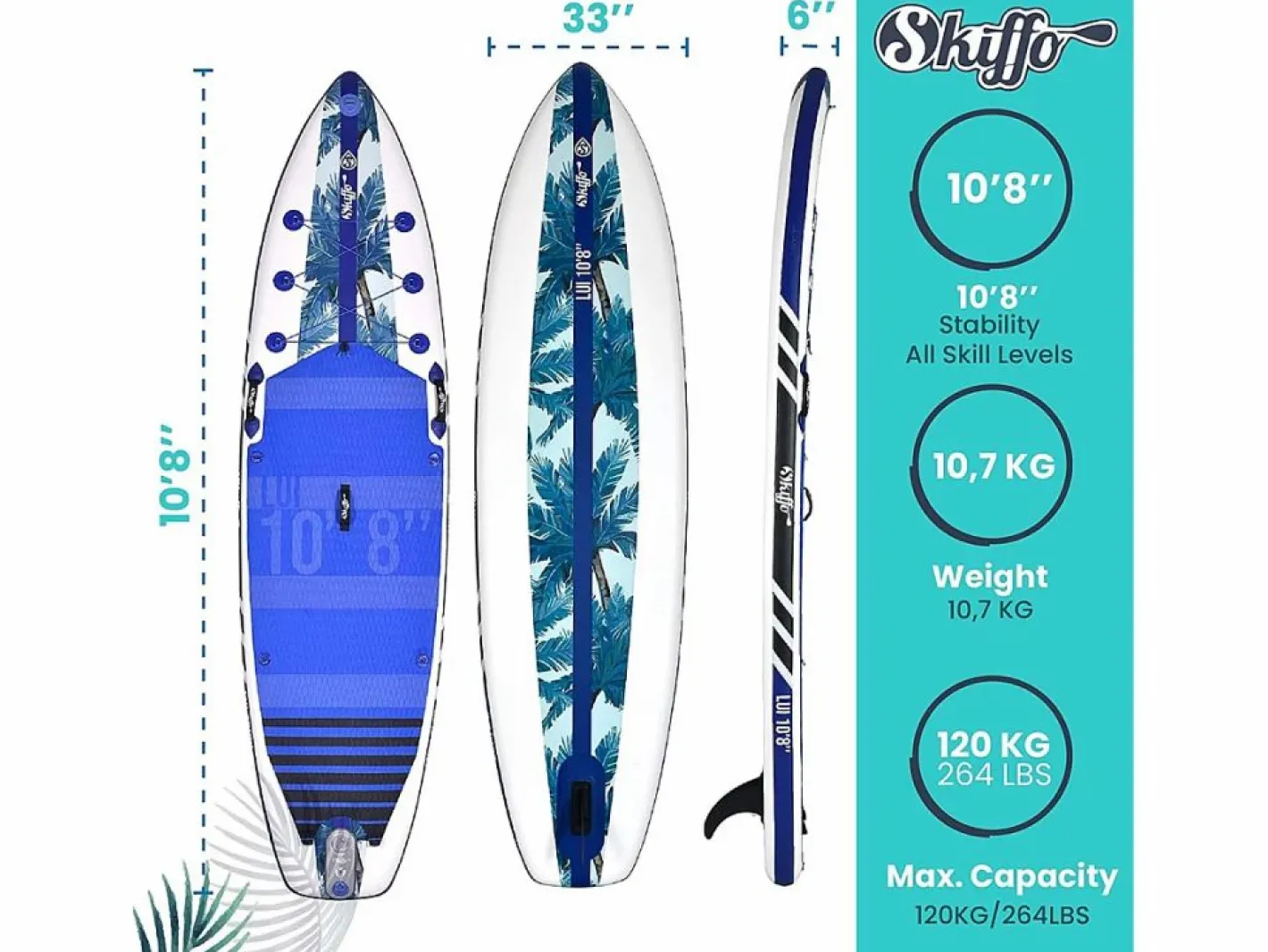 SKIFFO Deportes Náuticos|SUP Paddle hinchable Lui 10'8 325x84x15cm(10'8x33 "x6") - MAX 120kg - 294L - Dropstitch Stringer - Full Pack -