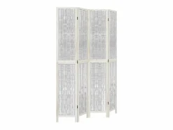 Biombo|Tabique divisorio de 4 paneles en madera maciza de paulownia blanca