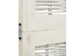 Biombo|Tabique divisorio de 4 paneles en madera maciza de paulownia blanca