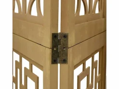 Tabique divisorio de 4 paneles en madera maciza de paulownia marrón Marru00f3n Discount