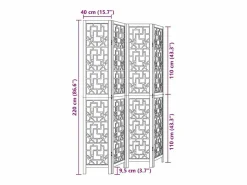 Tabique divisorio de 4 paneles en madera maciza de paulownia marrón Marru00f3n Discount