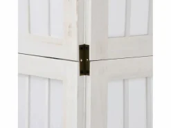 Biombo|Tabique divisorio de 4 paneles en madera maciza de paulownia blanca