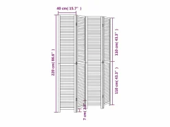 Tabique divisorio de 4 paneles en madera maciza de paulownia negra^