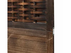 Biombo|Tabique divisorio de 3 paneles en marrón oscuro fabricado en paulownia maciza