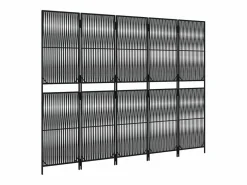 Tabique divisorio de 5 paneles de mimbre de resina negra^ Best