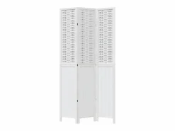 Biombo|Tabique divisorio de 3 paneles en madera maciza de paulownia blanca