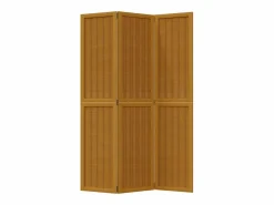 Tabique divisorio de 3 paneles en madera maciza de paulownia marrón Marru00f3n Hot