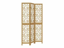 Tabique divisorio de 3 paneles en madera maciza de paulownia marrón Marru00f3n Sale