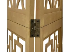 Tabique divisorio de 3 paneles en madera maciza de paulownia marrón Marru00f3n Sale