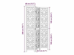 Tabique divisorio de 3 paneles en madera maciza de paulownia marrón Marru00f3n Sale